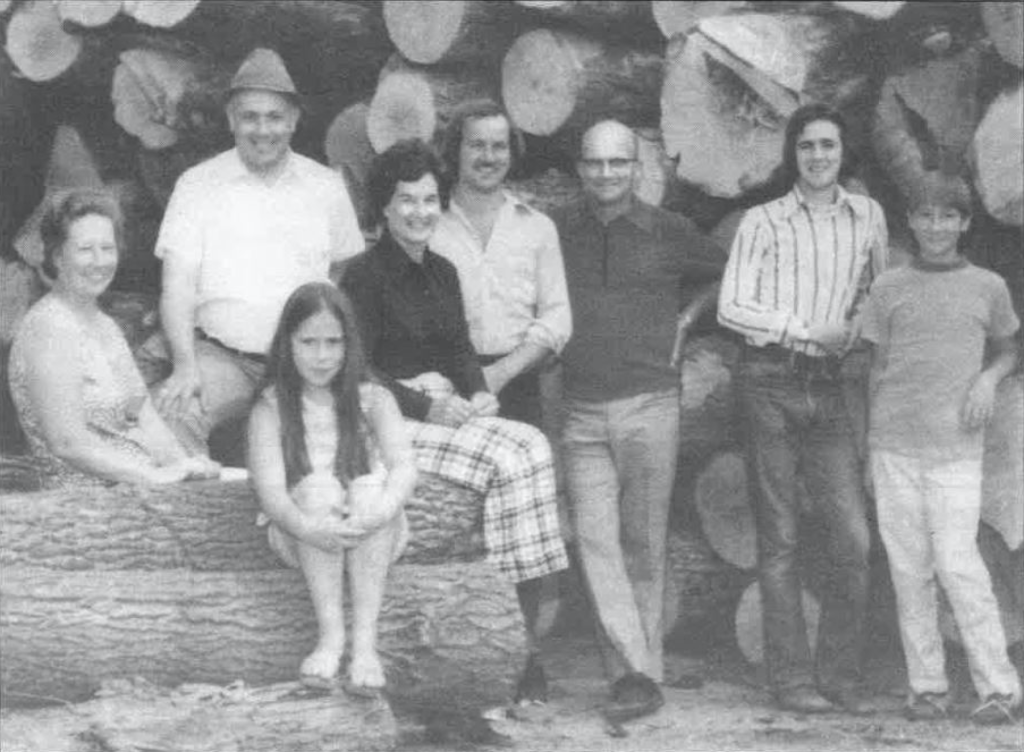 Picture of a black and white photo of the Townson Family from the 80's.