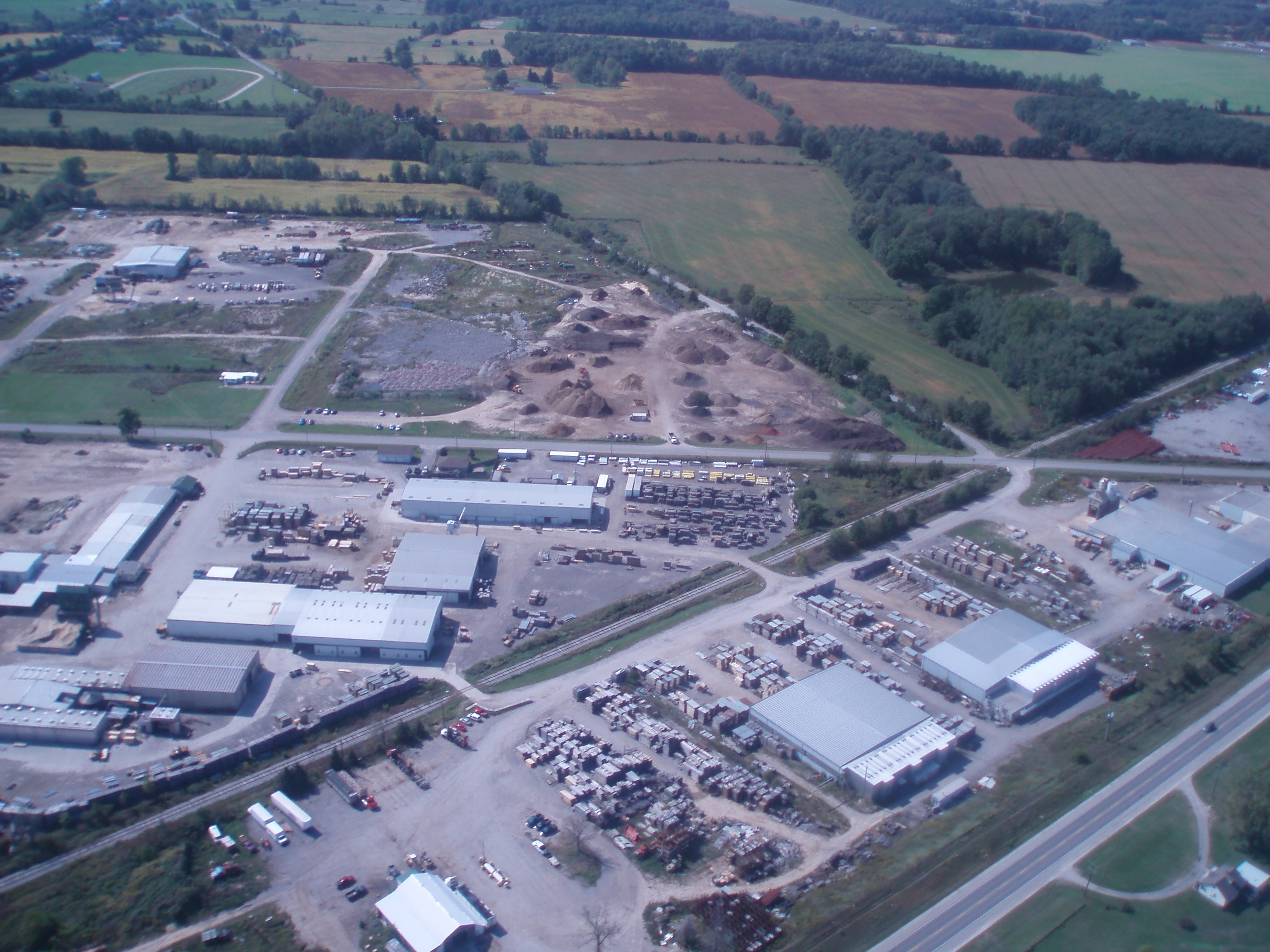 Aerial photo of the lumbar yard.